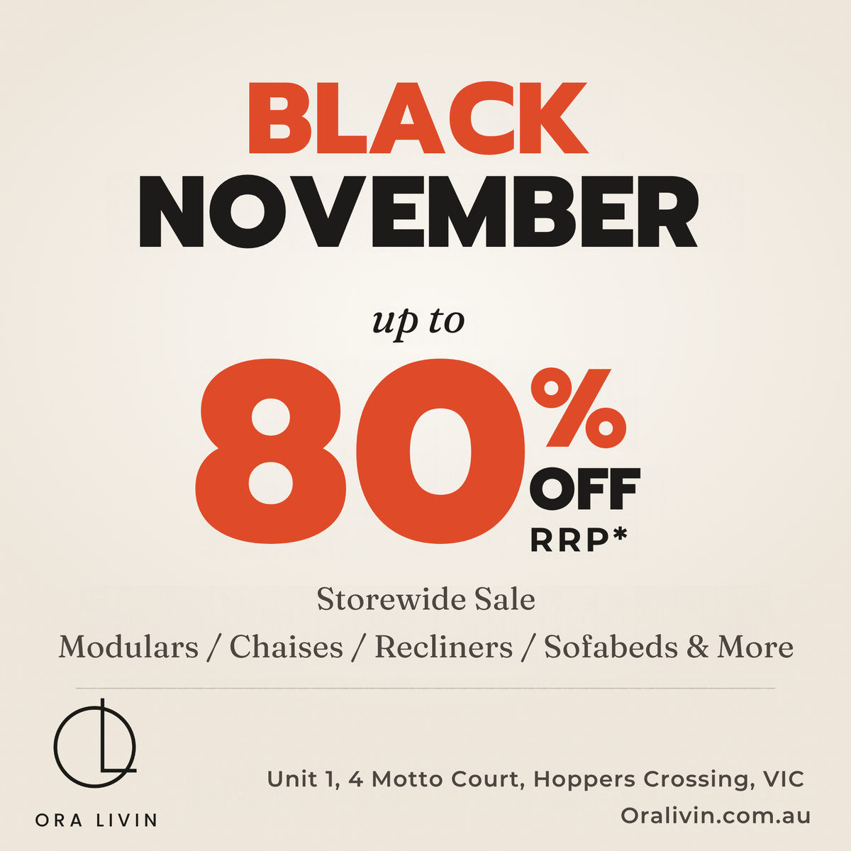 Black November storewide sale, up to 80% off RRP
