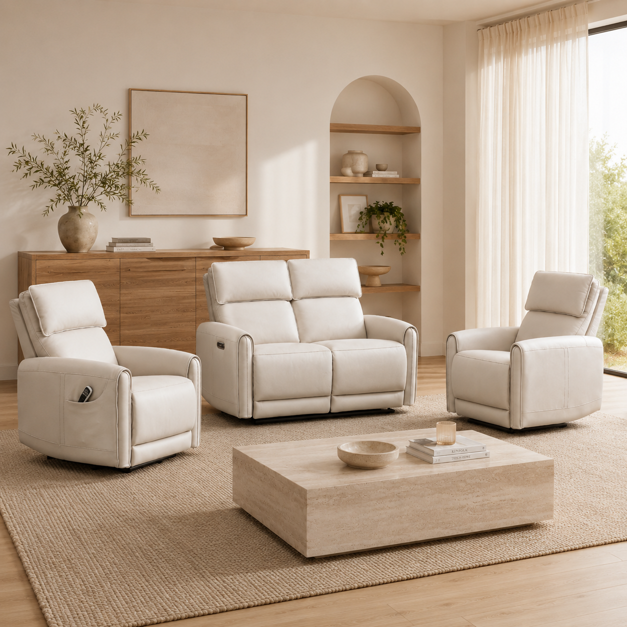 Olan Leather Recliner Suite